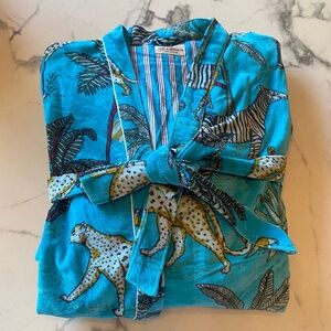 NWOT Handmade Handblock Print Plush Robe one size